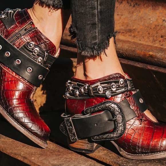Freebird Saloon Red Croc Booties Brand 